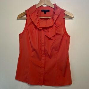 LAFAYETTE 148 WOMENS ÑEW YORK ORANGE SLEEVELESS BLOUSE